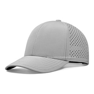Haute qualité en gros ODM 6 panneaux Performance Cap découpé au laser perforé léger Golf Hat bord incurvé Logo de broderie personnalisé - Product Image 1