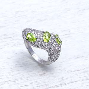 แหวนเพอริโดสำหรับทำด้วยมือแบบมินิมอล925แหวนเครื่องประดับหินสีเขียวเงินแท้สำหรับเธอขายส่งเครื่องประดับ - Product Image 3