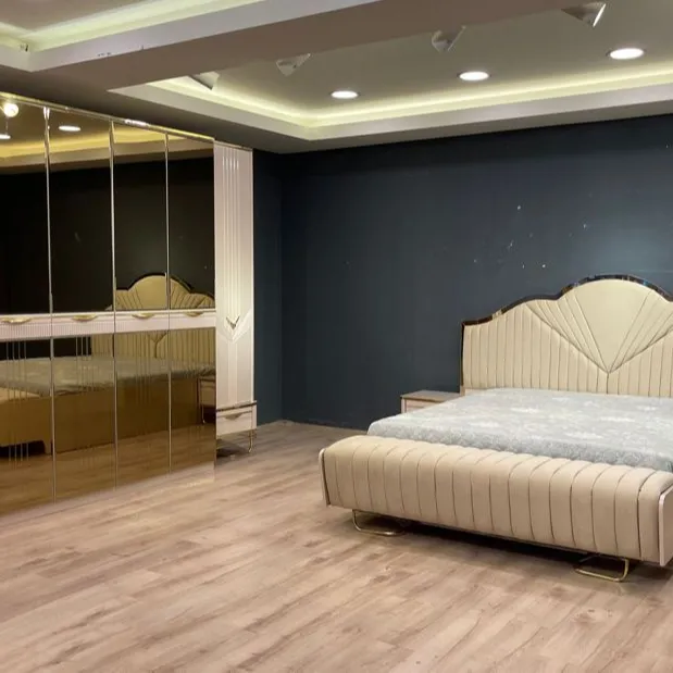 Gold Cream Colour Bedroom Furniture Luxurious Wardrobe Elegant Bedroom Sets Wholesale Avantgarde Furniture Exclusive Furniture