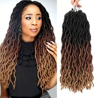 Extensions de cheveux synthétiques Gypsy Locs 3 tons 18 pouces 24 mèches, ondulées bouclées, style Goddess Wave