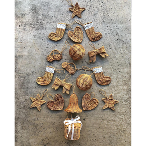 Boho Design <span class=keywords><strong>Natural</strong></span> Rattan Coroa De Natal Rattan Coroa De Natal Rústico Decoração De Casa Decoração De Porta feita no Vietnã