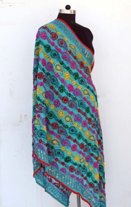 Handmade <b>Hijab</b> Hand Embroidered Pakistani Phulkari Dupatta - Product Image 4