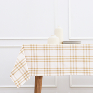 Nappe à carreaux moderne Homestead Beige blanc résistant à l'eau lavable lavable intérieur extérieur tissu à carreaux pour manger pique-nique - Product Image 1