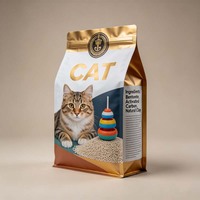 Sacs à litière pour chat personnalisés, imprimés, réutilisables, à fond plat, en aluminium, haute résistance à l'humidité, 2LB-10LB, avec fermeture éclair