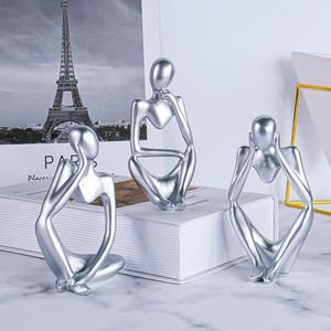 ภาพแอบสแตรกต์รูปปั้นมนุษย์สีดำสำหรับตกแต่งภายในงานหัตถกรรมโลหะของขวัญวันวาเลนไทน์รูปปั้นมนุษย์นั่งแบบสั่งทำได้ - Product Image 5