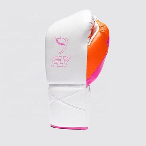 Gants de boxe en cuir véritable sur mesure, best-sellers, avec protection UV, sangle de poignet réglable, blanc, orange, rose - Product Image 2