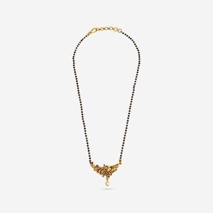 Wedding-Ready Antique Gold <b>Ruby</b> Synthetic Stones Beads Mangalsutra <b>Necklace</b> for Women's Hinduism - Product Image 4