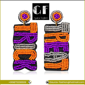 Indian Manufacturer's Halloween Christmas Pumpkin Skull Drop Earrings Excellent Gold Plated Wholesale Accessories - Product Image 2