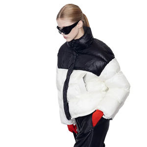 Veste bouffante coupe-vent personnalisée de haute qualité pour femmes Double couleur longue veste bouffante enduite à fermeture éclair à col montant Streetwear - Product Image 2