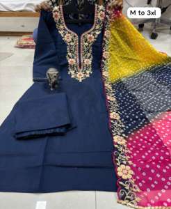 Tenue de créateur haute sur demande en soie de rayonne lourde Kurti & Pant Gota Pati & Broderie Travail avec Dupatta à vendre - Product Image 2