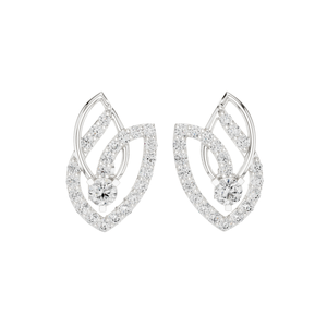 Boucles d'oreilles en forme de feuille avec diamant de laboratoire 0,546 CT, taille brillant rond VVSVS EF, or 18 carats, 14 carats, 10 carats et argent 925, rose, jaune, blanc - Product Image 3