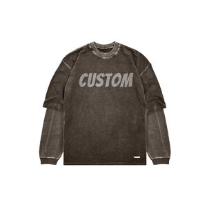 OEM Custom Logo 100% Cotton T Shirt Washed <b>Long</b> Sleeve <b>Tshirt</b> Blank Custom Distressed Tee <b>Long</b> Sleeve Shirts for Men - Product Image 5