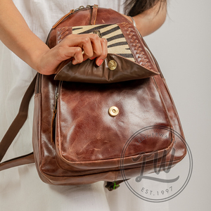 LW 2024 Custom Ladies <b>Large</b> Luxury Work Brown <b>Leather</b> <b>Backpack</b> For Women's And Ladies Trending 2023 - Product Image 2