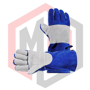 Guantes de Protección para Soldadura por Arco Eléctrico, Cuero Vacuno, Azul Grisáceo, Antiestáticos, 7 oz de Grosor, 16 Pulgadas de Largo, Sin Silicona - Product Image 4