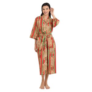 Hand-Printed Bandeau <b>Kimono</b> House Robe Luxury <b>Beach</b> Vacation Lightweight Yacht with Leopard Motif Soft XS Size - Product Image 3