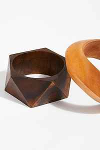 Curvaceous Tropicalia Handmade Bold Faceted Sisso-Wood <b>Bangle</b> Unique <b>Wooden</b> Ring Jewelry Masterfully Designed Crafts - Product Image 3