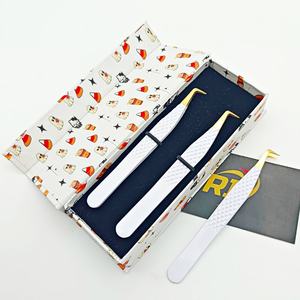 Pince à cils volume de démarrage à 90 degrés avec logo personnalisé pour cils classiques et méga avec pointe en or de couleur blanche emballage en boîte personnalisé - Product Image 6