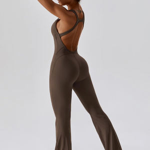 En gros Combinaison de sport une pièce dos nu froncée pour femmes, idéale pour le yoga, l'entraînement et le fitness - Product Image 6