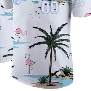 Camiseta Personalizada Sublimada con Tema de Playa para Hombre, Diseño de Flamencos y Palmeras, Transpirable, Anti-UV, de Poliéster, para Equipos - Product Image 6