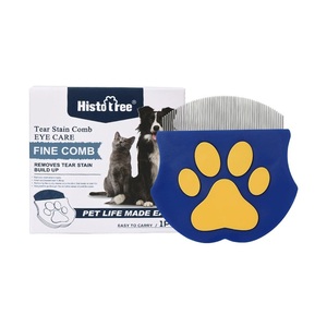 Peine facial para mascotas con dientes finos y mango en forma de pata Cepillo de Aseo para pulgas y detalles de acero inoxidable - Product Image 1