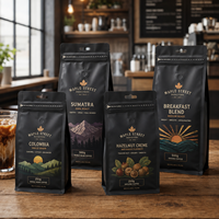 Sacs à café personnalisés AT PACK France 250g 500g avec valve et fermeture éclair refermable pour l'emballage de grains de café torréfiés et de café moulu