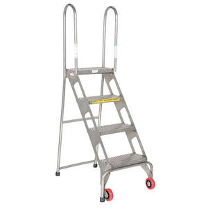 Escalera Plegable de Acero Inoxidable Resistente con Ruedas y Diseño de Bloqueo, Peldaños Antideslizantes, Portátil, Ahorra Espacio, para Almacén, Cocina, Apartamento - Product Image 1