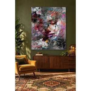 Impression sur toile de visage d'une femme abstraite et colorée de Fida - Product Image 1