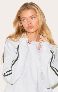 Customized Ash <b>Grey</b> Premium Piping Drop Shoulder <b>Women's</b> Oversize <b>Hoodie</b> Anti-Wrinkle & Breathable Hoodies <b>Women's</b> <b>Zip</b> Up <b>Hoodie</b> - Product Image 4