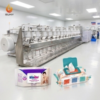 Ligne de production entièrement intégrée de lingettes humides à 16/20 voies avec correction de déviation de bobine pour lingettes humides en sachet grand format de 30 à 120 pièces