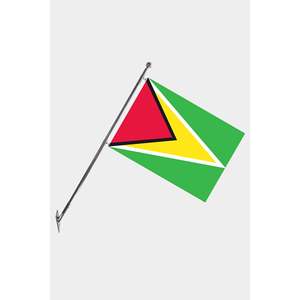 Ensemble de mât de drapeau télescopique mural Guyana avec bannières et drapeaux en polyester imprimés numériquement - Product Image 1