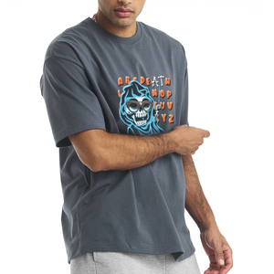 T-shirt pour homme à col rond et épaules tombantes, imprimé en relief, personnalisé, coupe classique, streetwear de haute qualité - Product Image 2