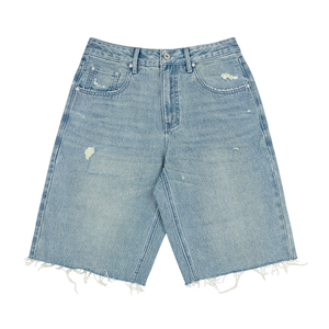 Streetwear Blue <b>Knee</b> <b>Length</b> Cargo Denim <b>Shorts</b> Custom Quality Wash Ripped Hem Casual Retro <b>Men's</b> <b>Shorts</b> With Pocket DDP shipping - Product Image 2