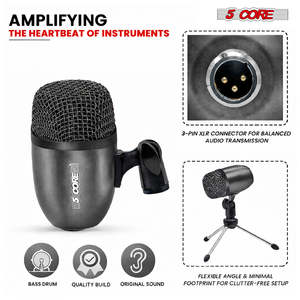 ไมโครโฟน 5Core Tom Snare Mic แบบไดนามิกคาร์ดิออยด์สำหรับชุดกลอง เครื่องดนตรีประเภทเพอร์คัชชัน สีดำ - Product Image 4
