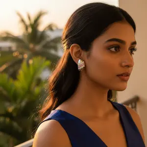 Boucles d'oreilles créoles en argent pour femmes, zircone cubique, bijoux en cristal, cadeau - Product Image 3