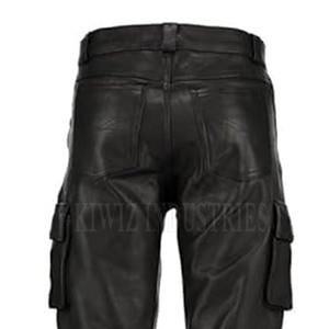 Pantalones Cargo de cuero de moda para hombre, pantalones Cargo de cuero ajustados para hombre, pantalones Cargo de cuero informales cómodos para hombre - Product Image 5