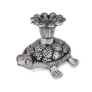 Nieuwe Collectie Handgemaakte Verzilverd Tortoise Kaars Stand 3.75 Inch Indian Pooja Olie Lamp Voor Thuis Decoratie En Gifting