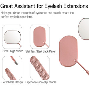 Espejo de maquillaje de mano de pestañas cosmético personalizado de mano de corazón de pestañas promocional con mango - Product Image 3