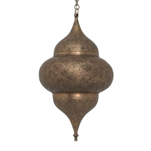 Lampe suspendue marocaine artisanale en laiton doré, design arabe, lanterne en métal pour la décoration de la maison et des hôtels, prix bas - Product Image 4
