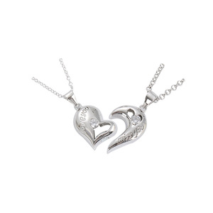 Ciondolo coppia in argento Sterling S925 sono magneticamente attratti l'uno dall'altro semplice ciondolo a forma di amore bacio cuore - Product Image 1