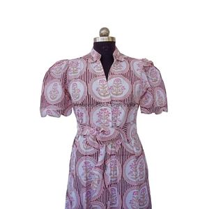 Robe de soirée à col en V, respirante, pour un usage décontracté, robe maxi en coton imprimé floral faite à la main pour femmes, style bohème modeste - Product Image 3