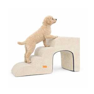 [AllmioPet] Escalier pour animaux de compagnie de style grotte à 4 marches, ivoire AMP C4 IV 3 en 1, sûr et confortable, pour chien, chat, escalier pour animaux de compagnie pour canapé, lit, escalade - Product Image 1