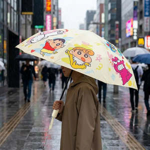 Paraguas Plegable de Tres Secciones con Diseño de Anime Crayon Shin-chan, Ideal para Viajes, de Poliéster con Estampado de Dibujos Animados - Product Image 3