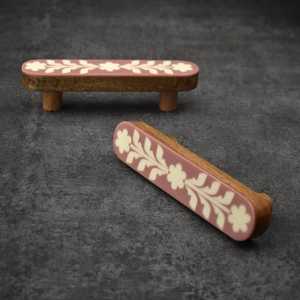 ลูกบิดไม้ที่มีกระดูกหิน-ทองเหลืองเรซิ่นรอบตู้ลูกบิดประตูธรรมชาติลิ้นชักฮาร์ดแวร์ - Product Image 2