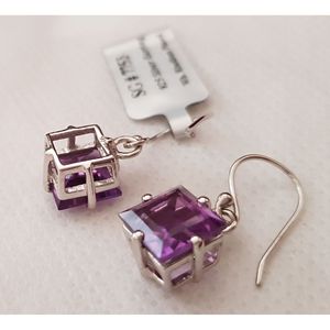 Shah Gems Women's Natural Amethyst Crystal <b>Earrings</b> 925 Sterling <b>Silver</b> - Product Image 2