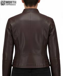 Chaqueta de Mujer de Cuero Genuino para Invierno, con Cremallera, Tejida, de Lona, Personalizable con Logotipo Frontal - Product Image 2