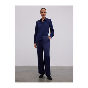 กางเกงผ้าซาตินทรงสบายพร้อมขอบเอวยางยืดและคุณสมบัติป้องกันรอยยับ ทรงขากว้าง - Product Image 2