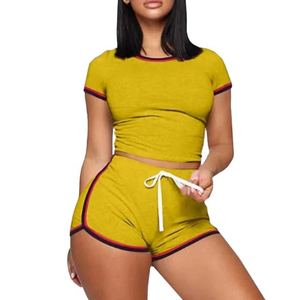 2025 nuevo diseño de moda verano deportes casual Top y pantalones cortos conjunto de dos piezas ropa de mujer logotipo privado conjunto de pantalones cortos de fitness para mujer - Product Image 3