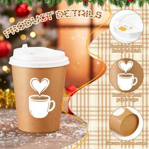 Vasos Desechables Biodegradables y Reciclables de PET/PLA para Bebidas Frías con Tapas Antiderrames, Libres de PFAS y BPA, Ecológicos, Navideños - Product Image 4