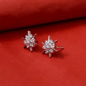 "925 Sterling <b>Silver</b> Trendy PEAR Cut Diamond Stud Earrings for Women's Engagement Wedding & Anniversary Gifts" - Product Image 4