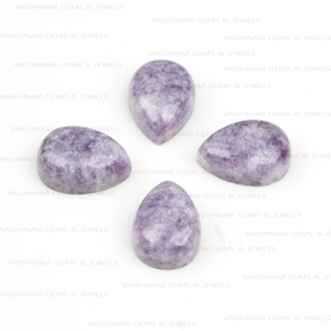 Venta al por mayor cabujón de cuarzo de lepidolita púrpura Natural Premium 10x14mm corte de pera parte posterior plana calibrada fabricación de joyas sueltas piedras preciosas - Product Image 4